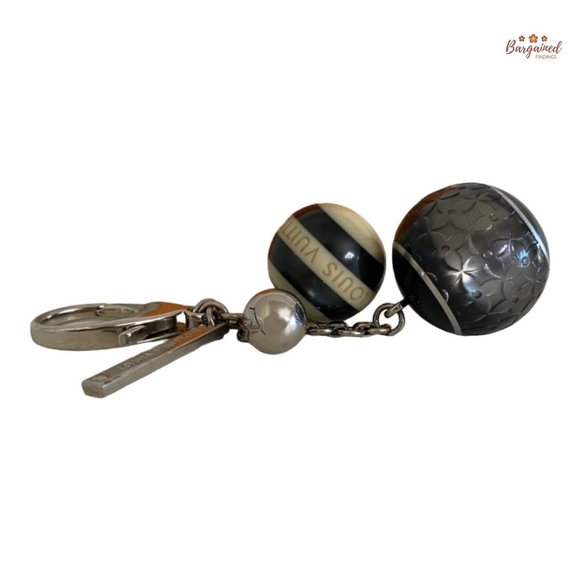 Authentic LOUIS VUITTON Black Silver Mini Lin Croisette Bag Charm - Picture 7 of 10